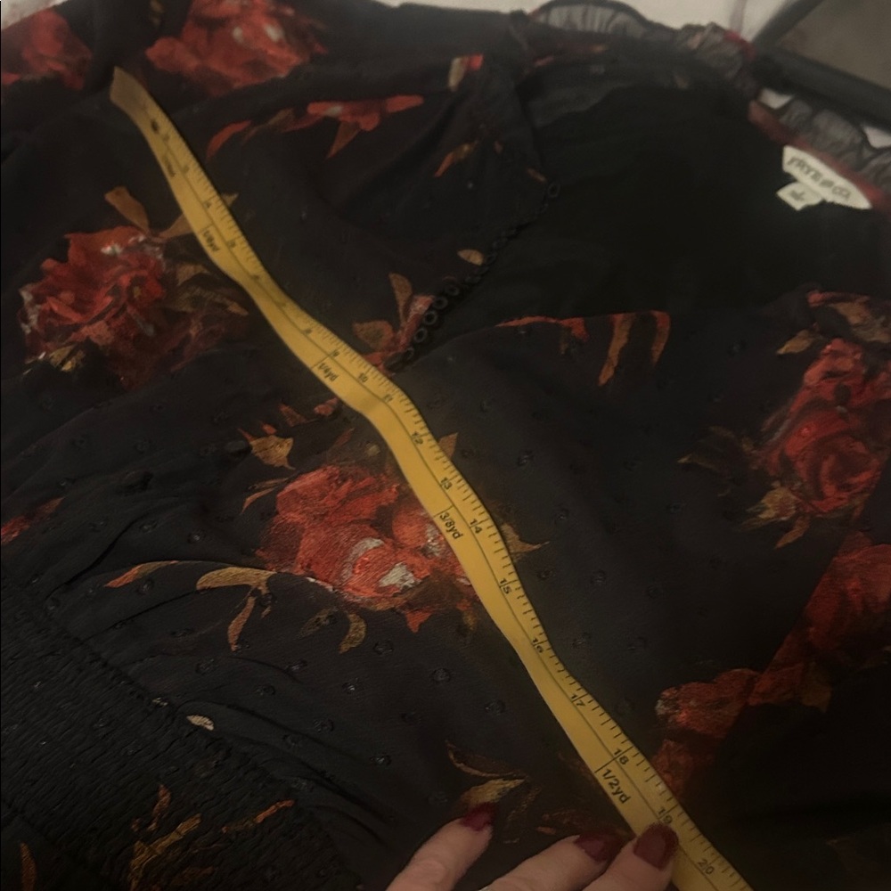 FRYE AND CO. Black and Red Floral Long Sleeve Dress - Picture 9 of 12